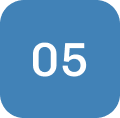 A blue rounded square with the white number "05" in the center.