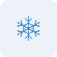 A simple blue snowflake icon with six symmetrical branches, centered on a light gray background.