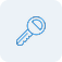 A simple blue outline of a key is centered on a light gray background with rounded corners.